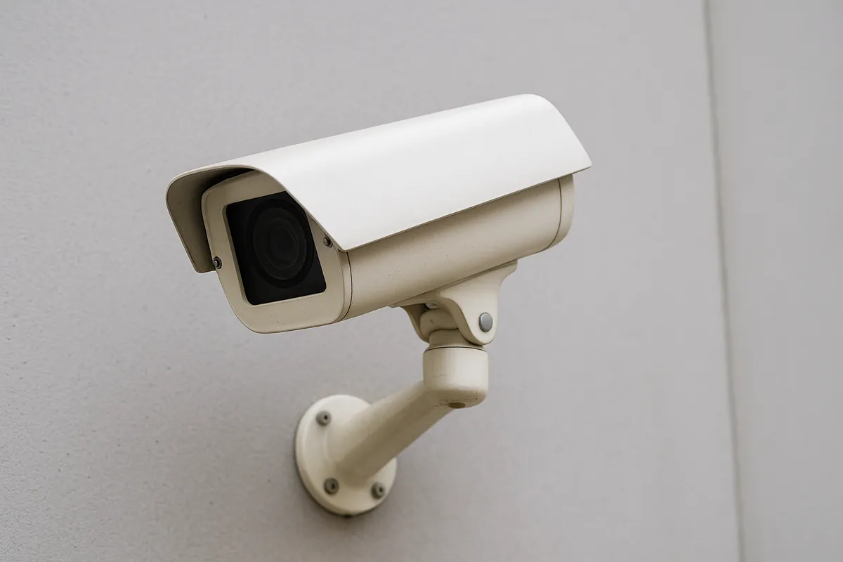 Cámara de videovigilancia instalada en pared